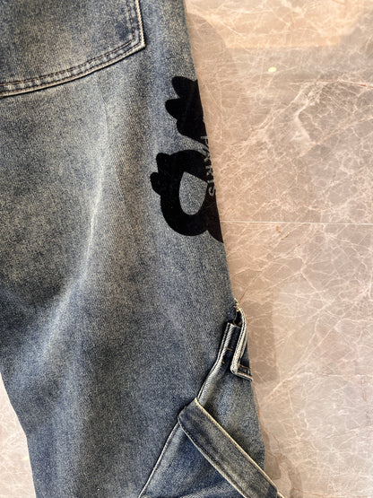 Balenciaga Blue Thickened Denim Jeans with Signature Branding