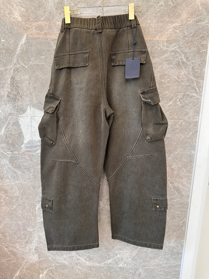 Louis Vuitton grey thickened denim jeans