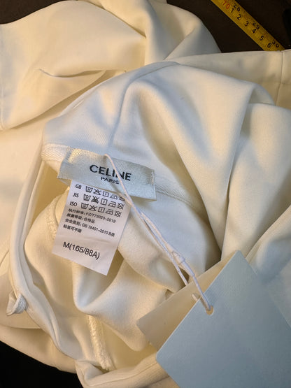Sudadera blanca con capucha de Celine y logotipo minimalista