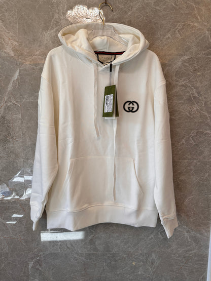 Sudadera blanca con capucha Gucci y logotipo de doble G
