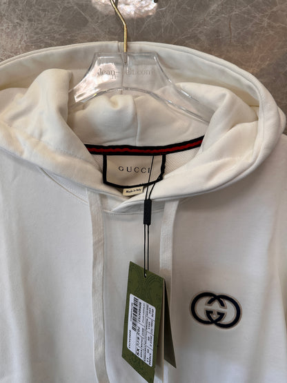 Sudadera blanca con capucha Gucci y logotipo de doble G