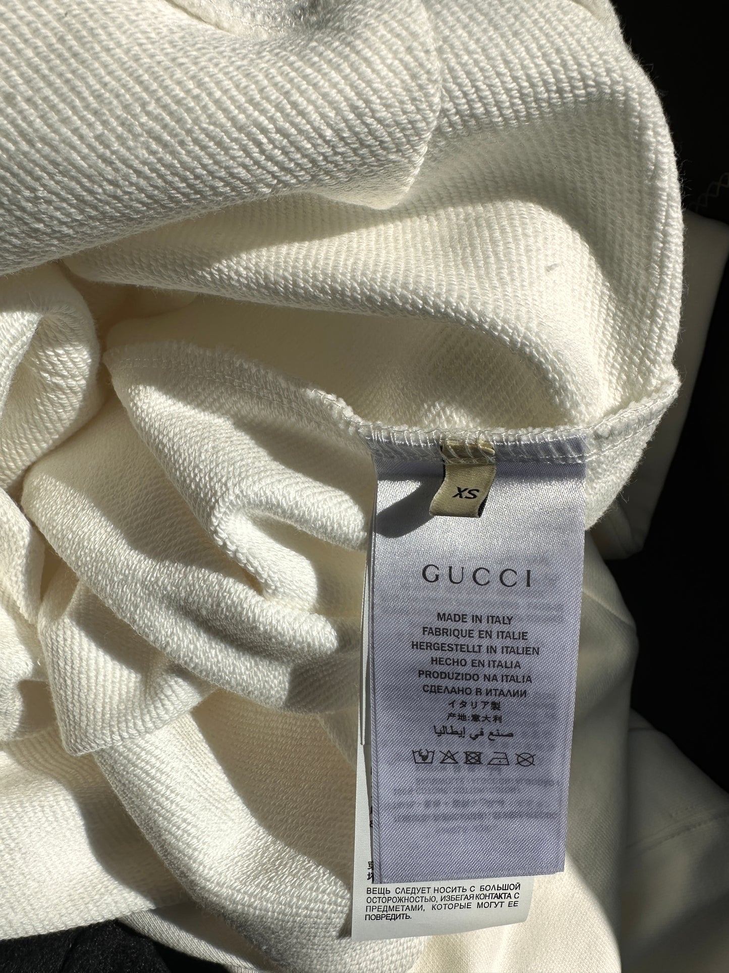 Sudadera blanca con capucha Gucci y logotipo de doble G