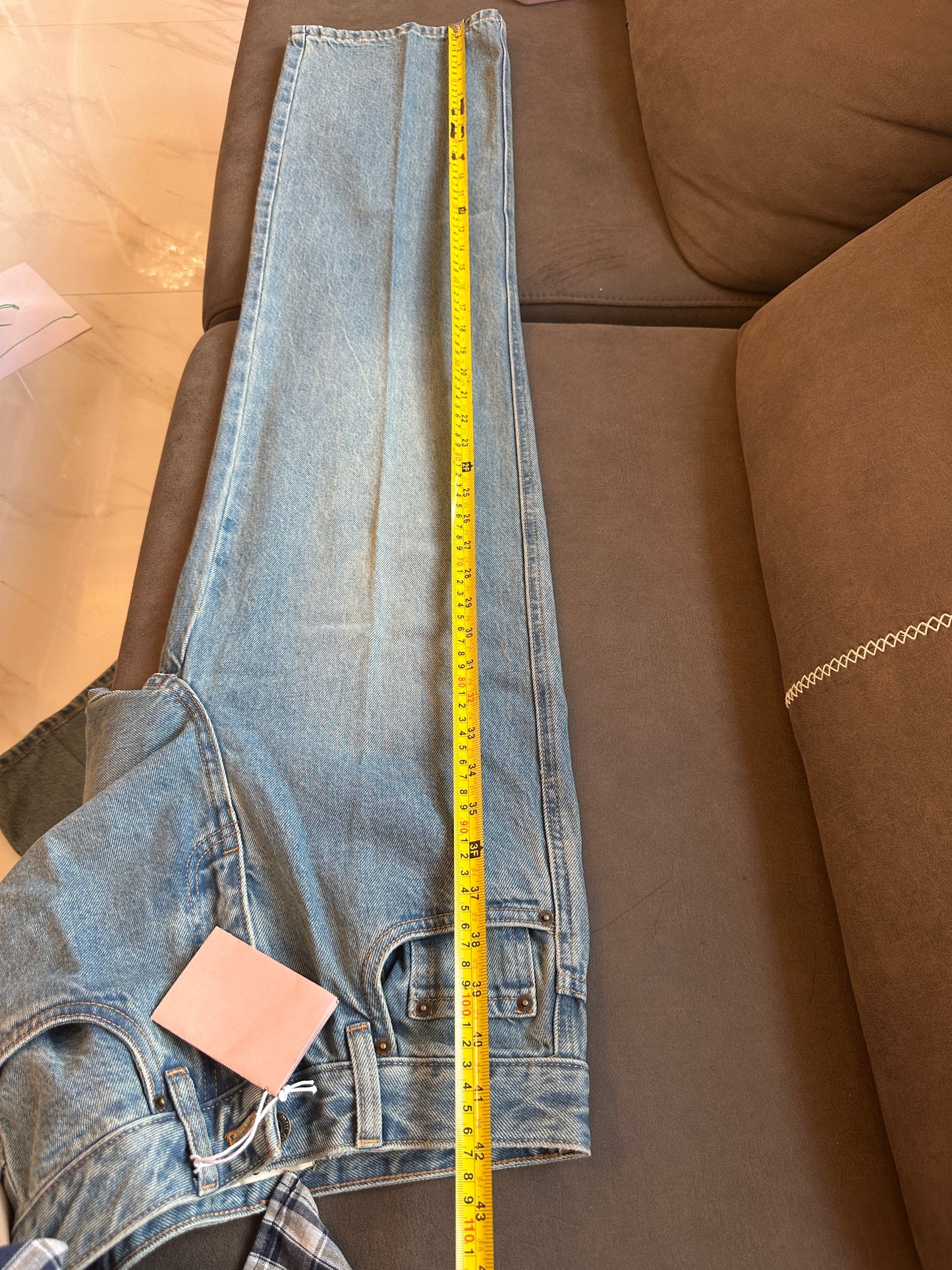 Miu Miu Blue Denim Straight-Leg Jeans with Back Logo Embroidery