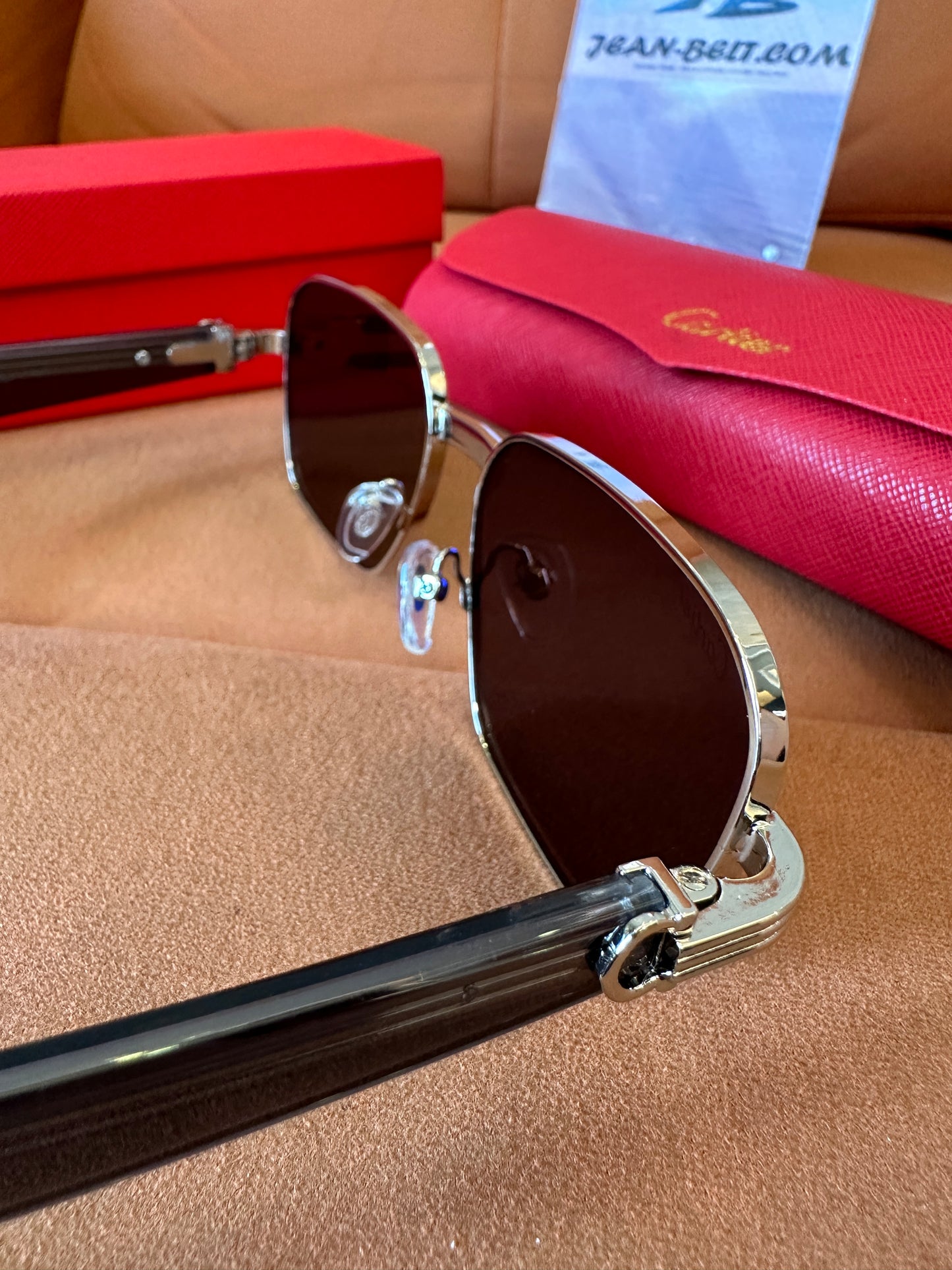 Cartier CT0093O 003 Silver Black Rectangular Sunglasses