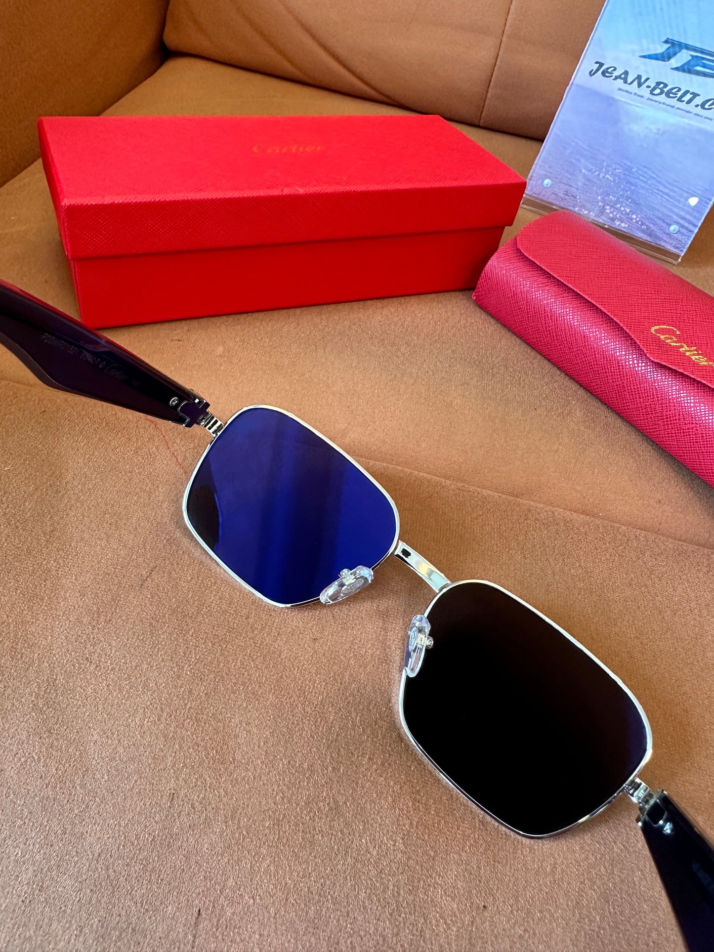 Cartier CT0093O 003 Silver Black Rectangular Sunglasses