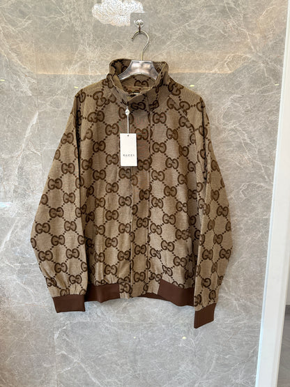 Gucci GG Monogram Zip Jacket Brown