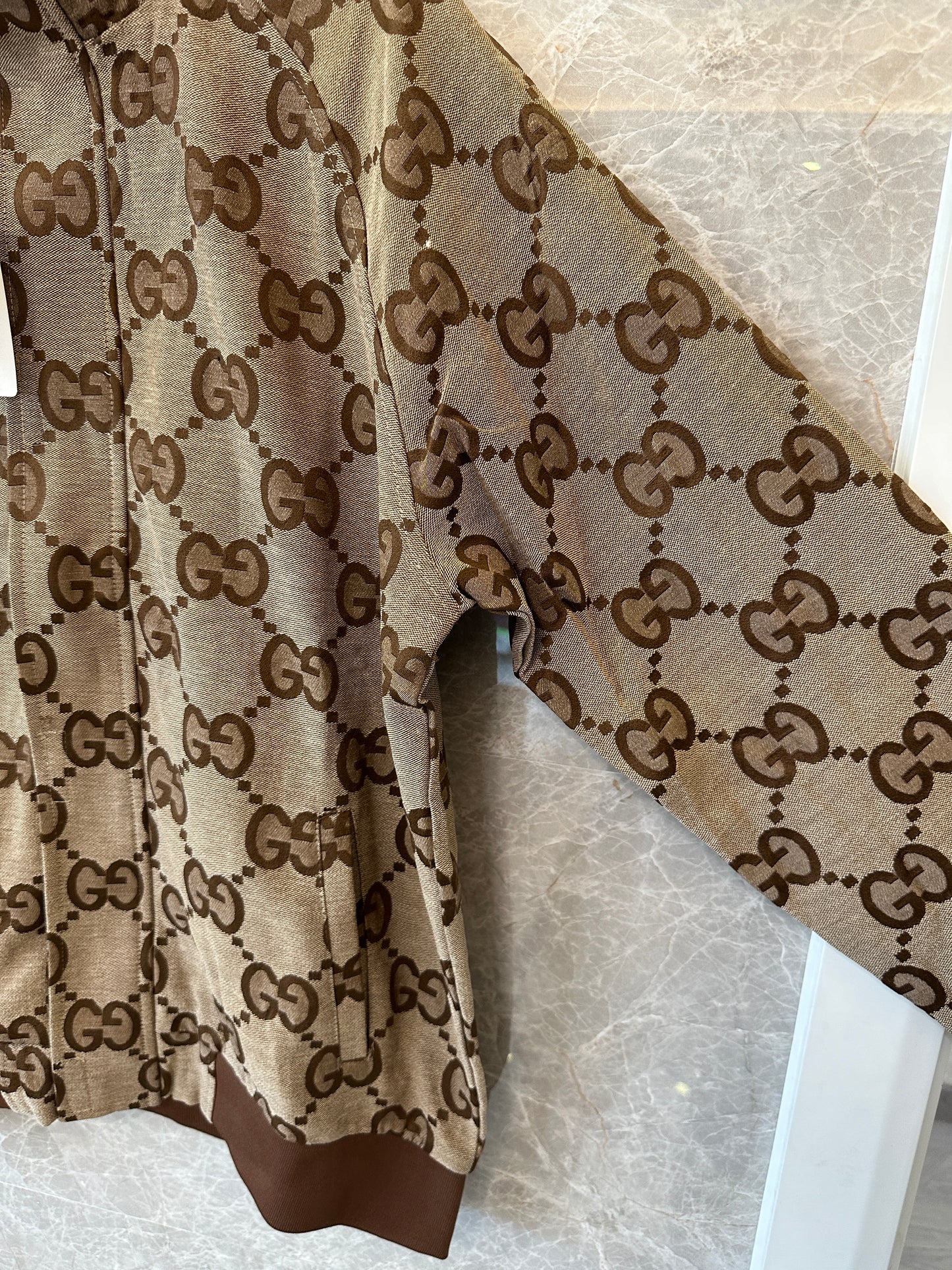 Gucci GG Monogram Zip Jacket Brown