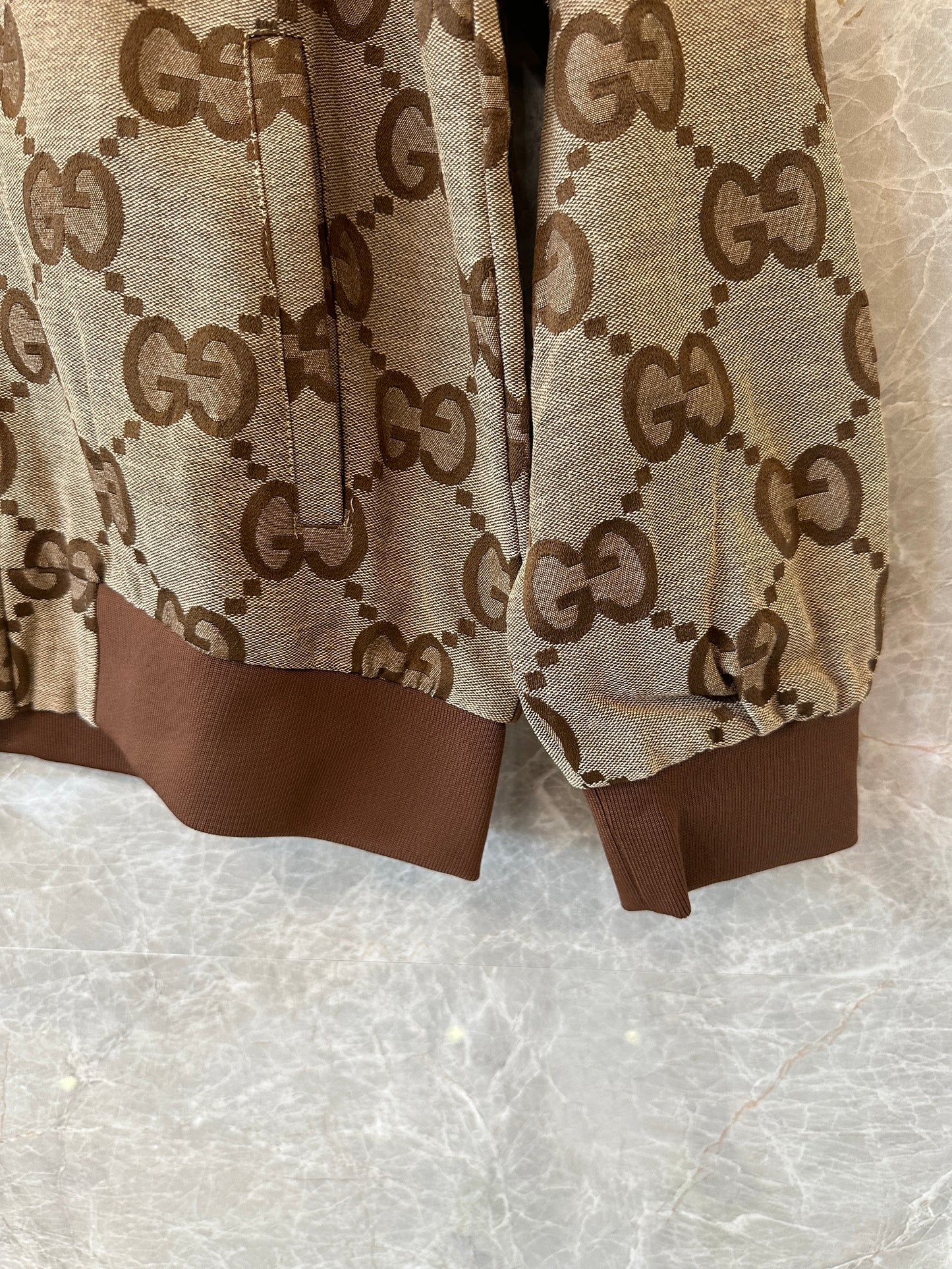 Gucci GG Monogram Zip Jacket Brown