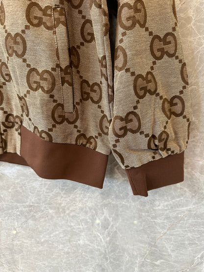 Gucci GG Monogram Zip Jacket Brown