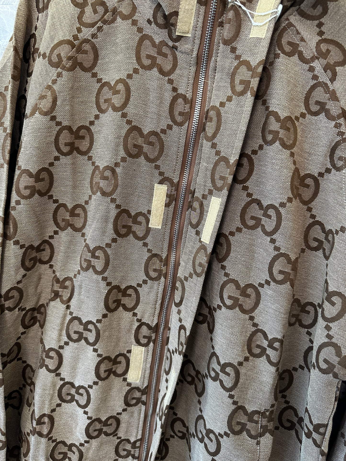 Gucci GG Monogram Zip Jacket Brown