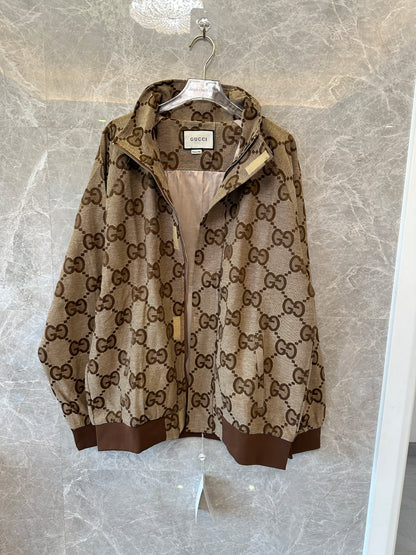 Gucci GG Monogram Zip Jacket Brown