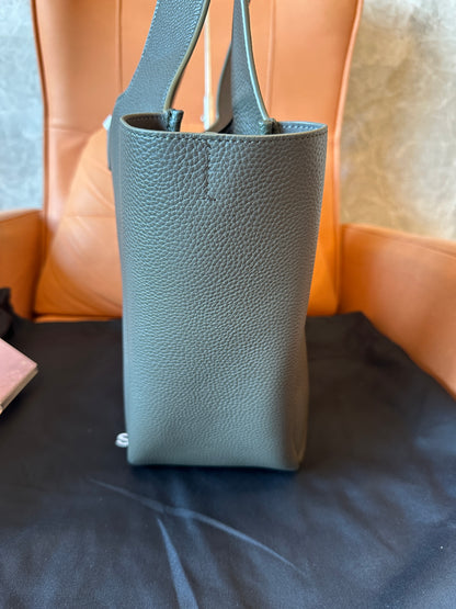 Saint Laurent Gray Grained Leather Large Shopper Tote Bag
