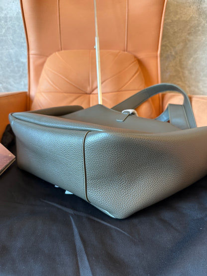 Saint Laurent Gray Grained Leather Large Shopper Tote Bag