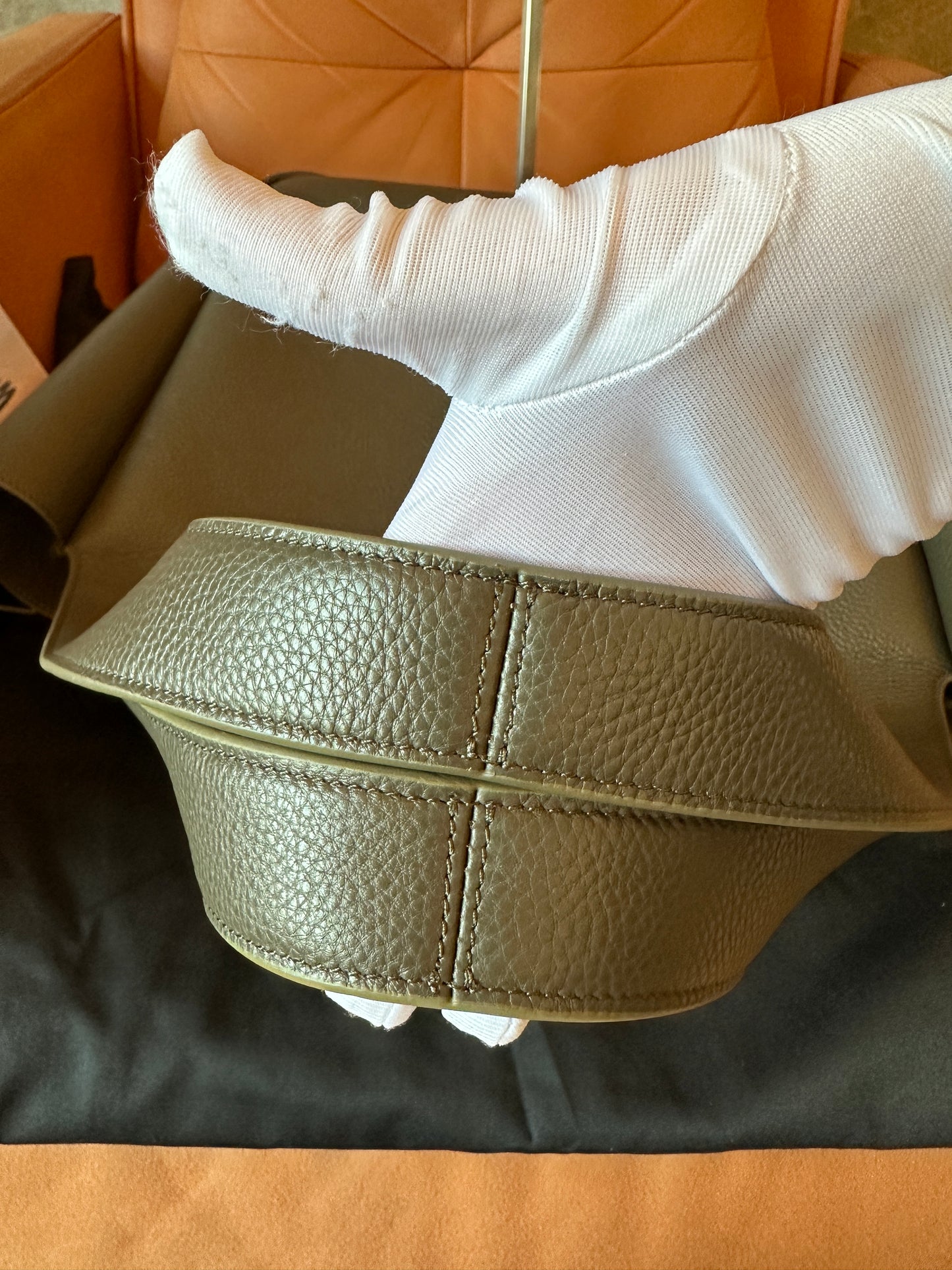 Saint Laurent Gray Grained Leather Large Shopper Tote Bag