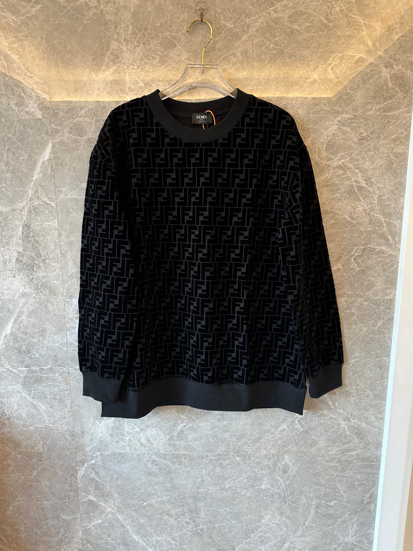 Fendi Black Velvet FF Logo Sweatshirt