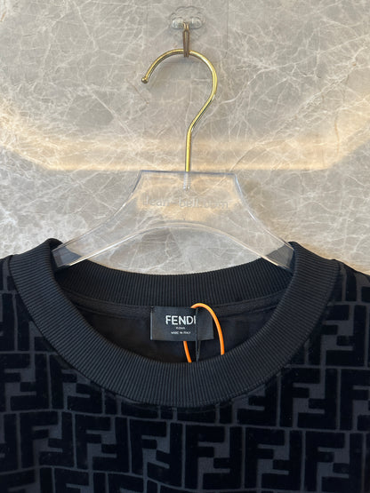 Fendi Black Velvet FF Logo Sweatshirt