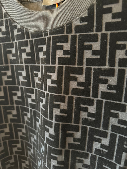 Fendi Black Velvet FF Logo Sweatshirt