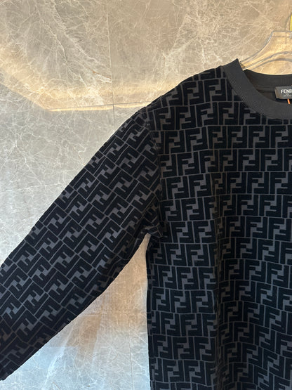 Fendi Black Velvet FF Logo Sweatshirt