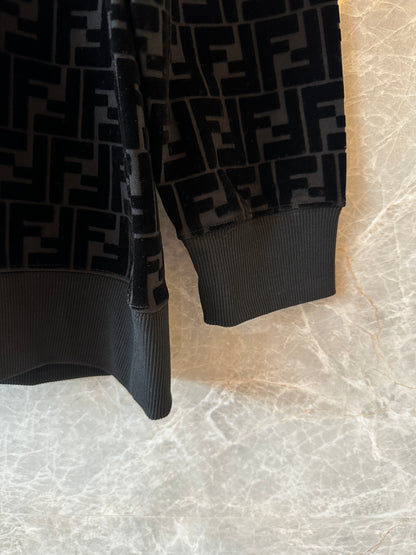 Fendi Black Velvet FF Logo Sweatshirt