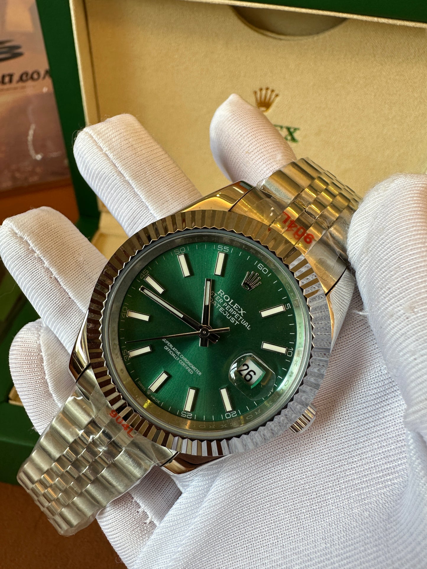 Rolex Datejust Green Dial 41mm Watch Jubilee Bracelet 904L Steel