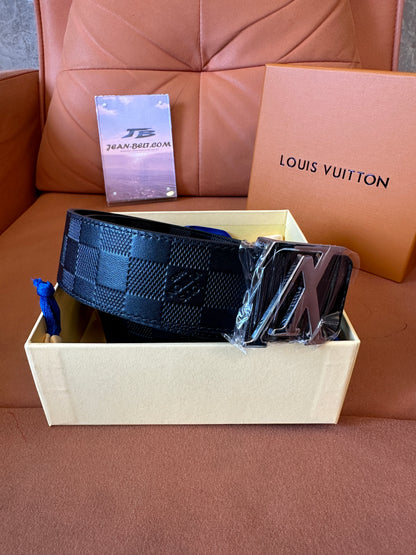 Louis Vuitton Damier Graphite Belt with Silver LV Buckle – 40mm Width