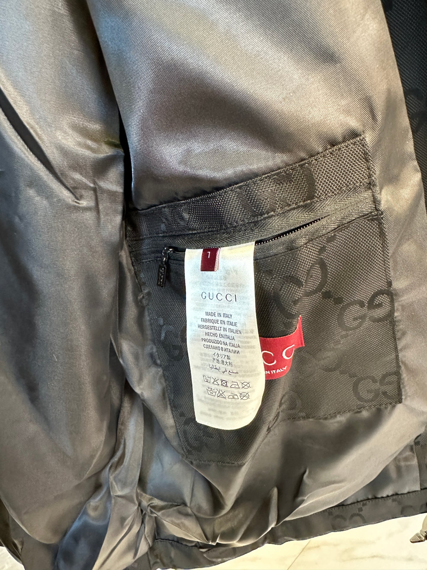 Gucci GG Monogram Windbreaker Jacket Black with Red Green Stripe