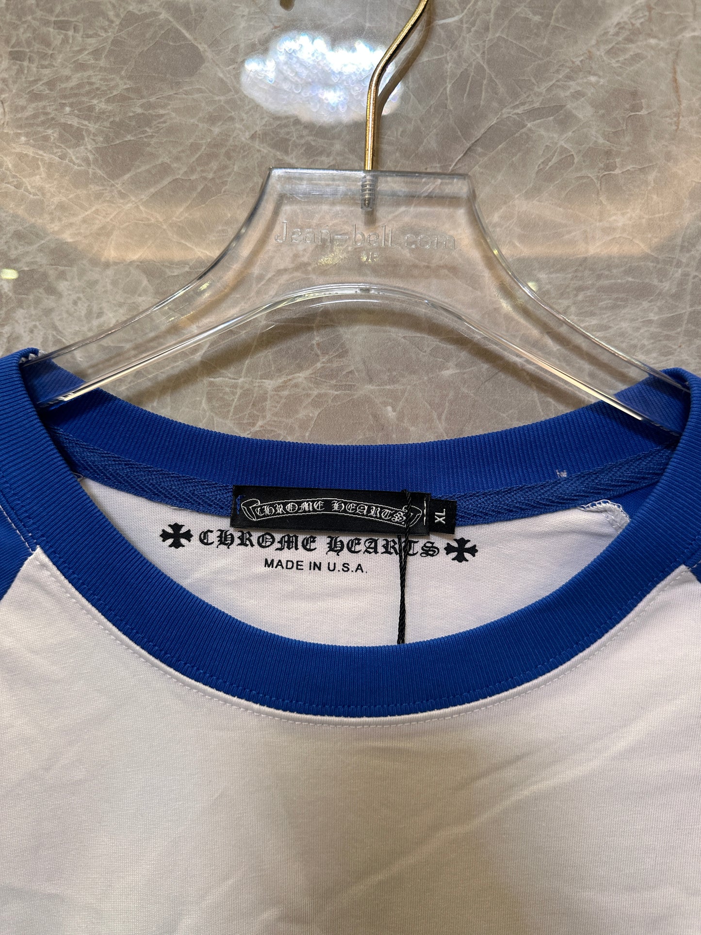 Camiseta de manga comprida azul e branca Chrome Hearts