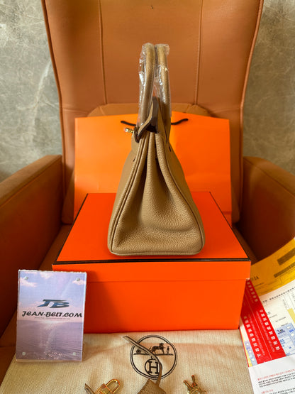 [Full Handmade] Hermès Birkin 25 Milk Tea Togo Leather Handbag