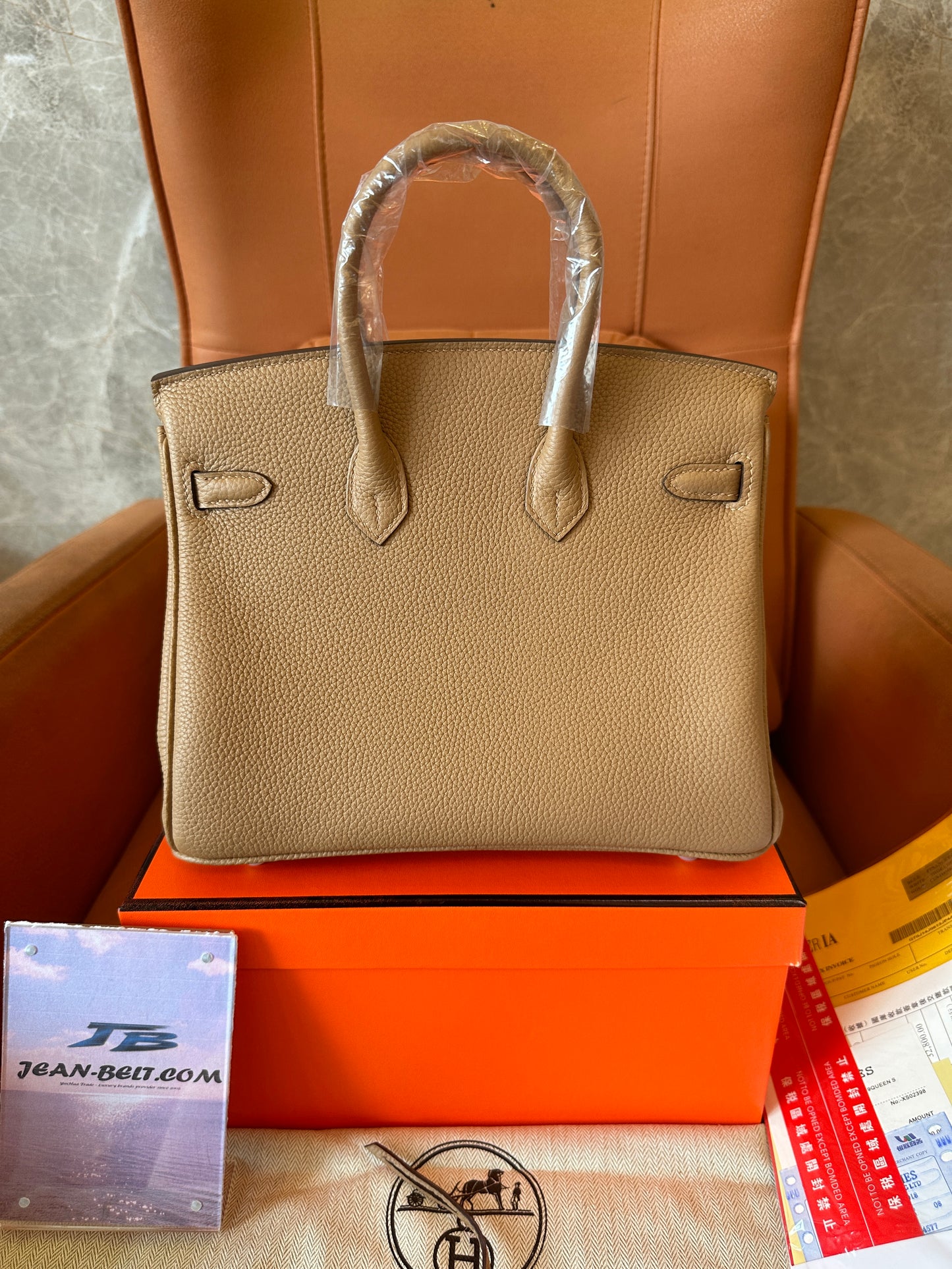 [Full Handmade] Hermès Birkin 25 Milk Tea Togo Leather Handbag