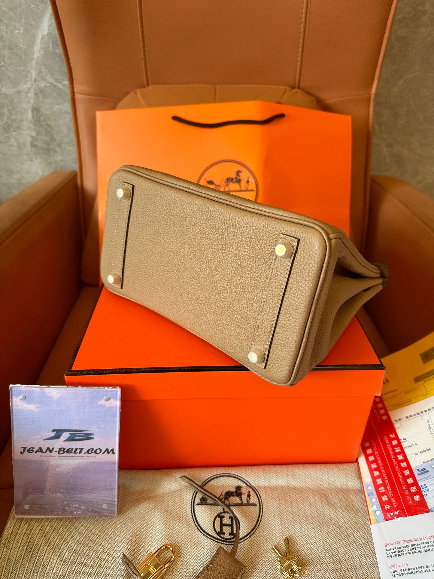 [Full Handmade] Hermès Birkin 25 Milk Tea Togo Leather Handbag