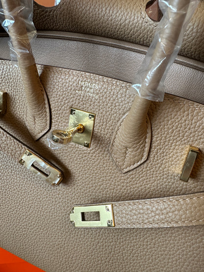 [Full Handmade] Hermès Birkin 25 Milk Tea Togo Leather Handbag