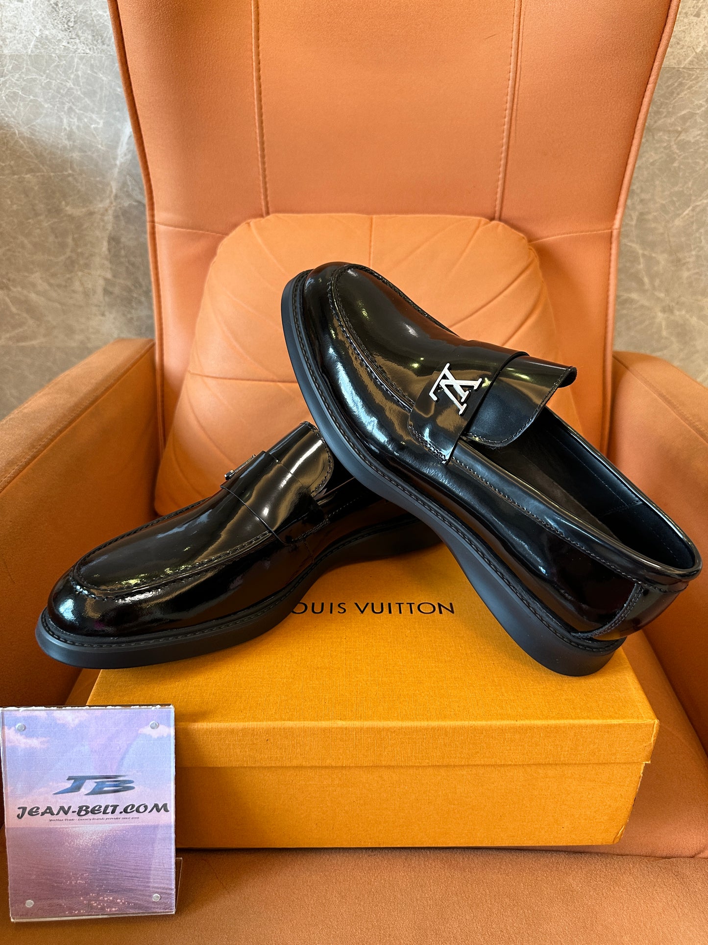 Louis Vuitton Black Patent Leather Loafers – Classic Logo Buckle Dress Shoes