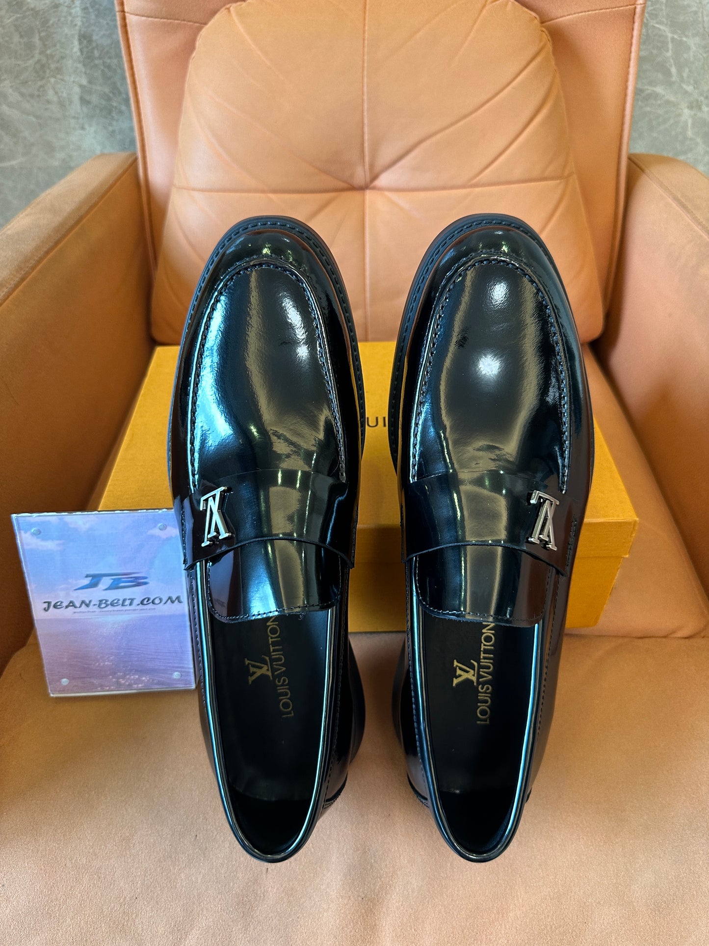 Louis Vuitton Black Patent Leather Loafers – Classic Logo Buckle Dress Shoes