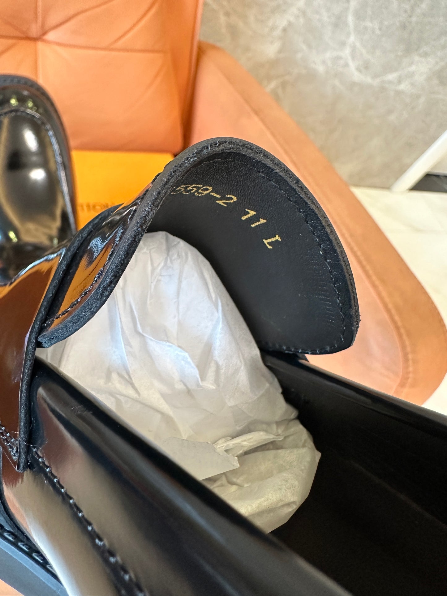 Louis Vuitton Black Patent Leather Loafers – Classic Logo Buckle Dress Shoes