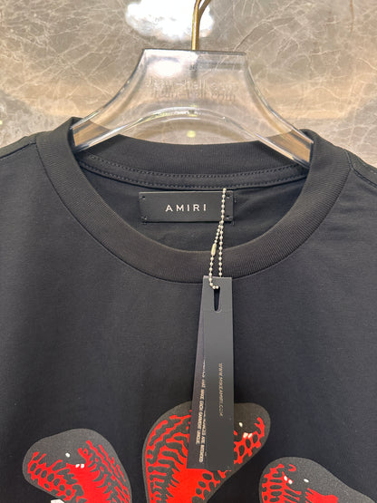 Amiri Black T-shirt with Red Snake Graphic
