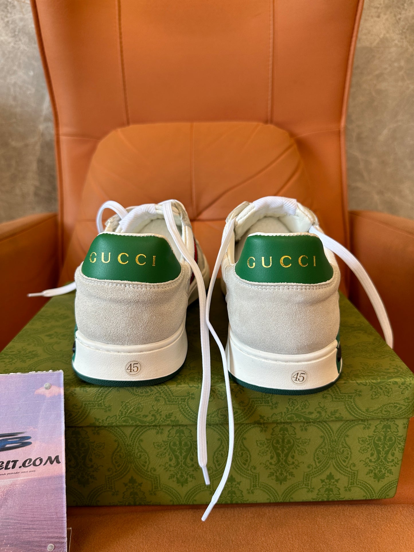 Gucci GG Monogram Web Stripe Low-Top Sneakers – White Canvas