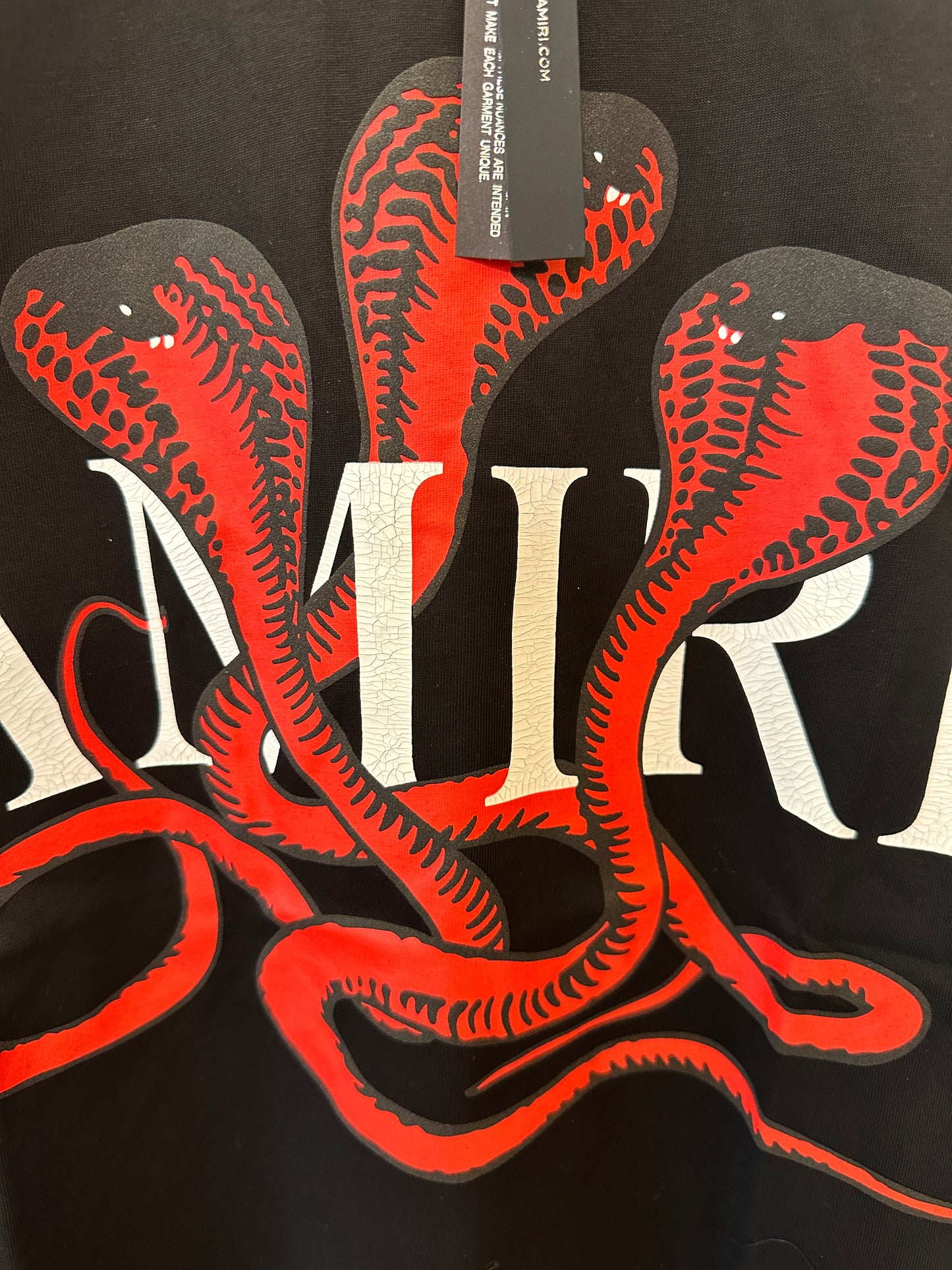 Amiri Black T-shirt with Red Snake Graphic