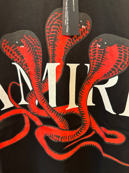 Amiri Black T-shirt with Red Snake Graphic