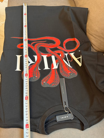 Amiri Black T-shirt with Red Snake Graphic
