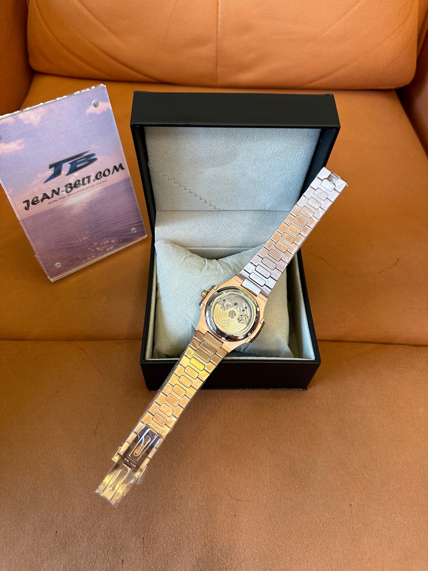 Patek Philippe Nautilus Rose Gold Automatic Watch with Moonphase Display