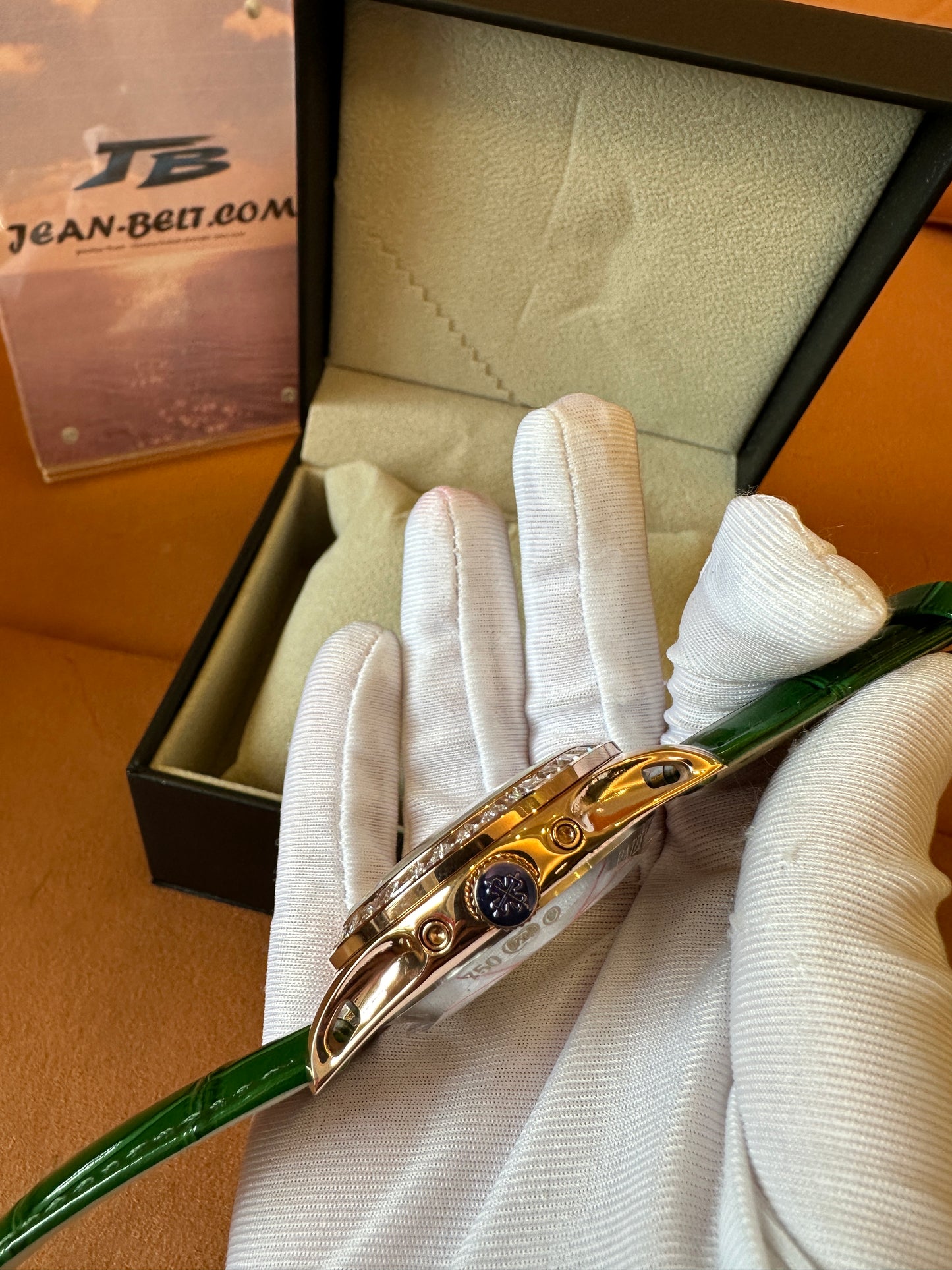 Patek Philippe Green Dial Diamond Bezel Automatic Watch – 40mm Luxury Leather Strap