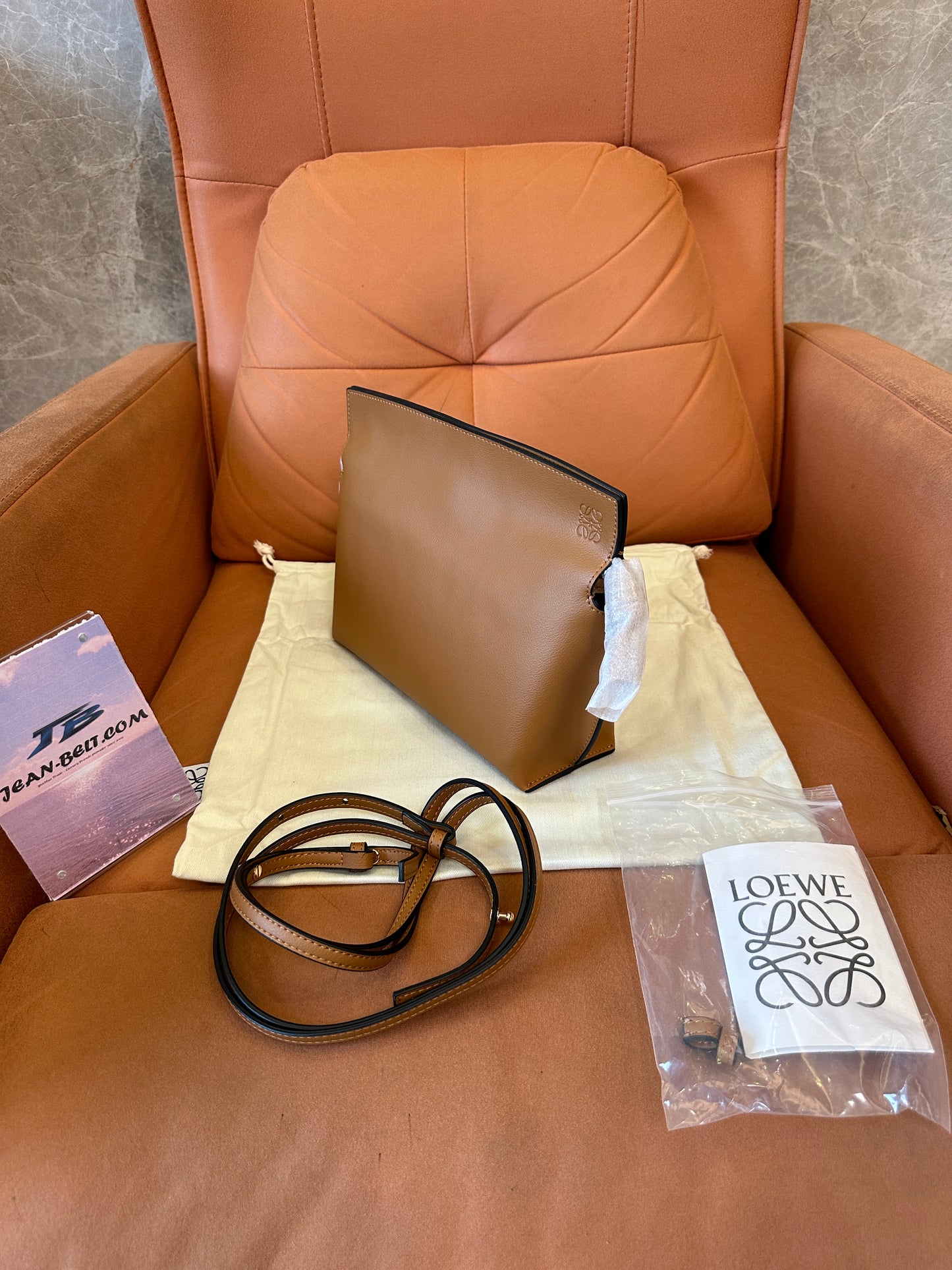 Loewe Gate Pocket Shoulder Bag in Caramel Calfskin Leather