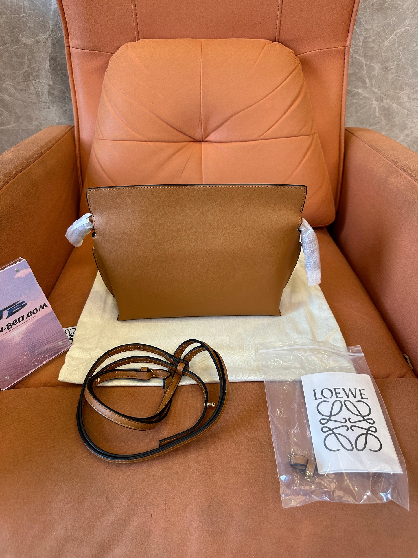 Loewe Gate Pocket Shoulder Bag in Caramel Calfskin Leather
