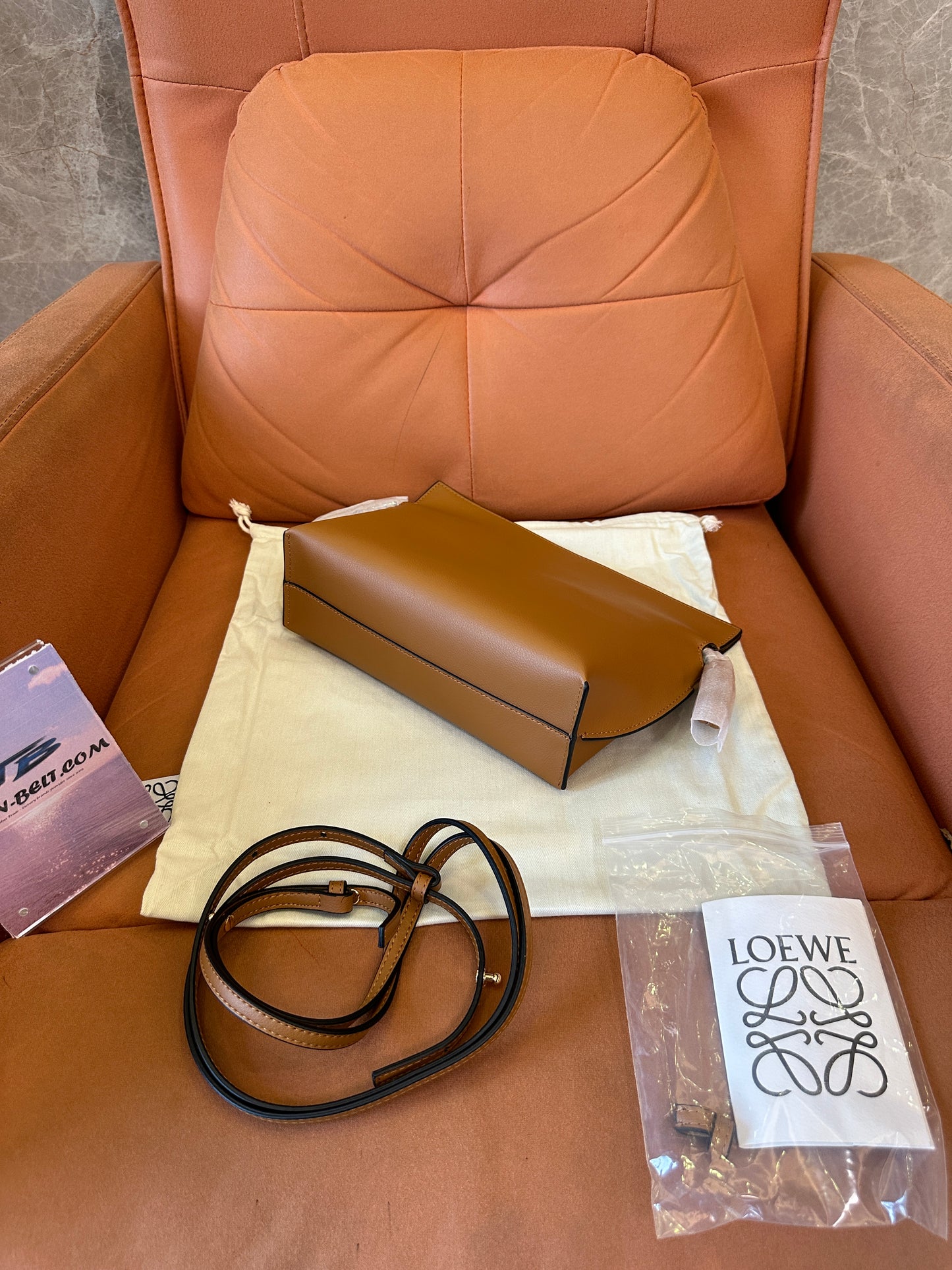 Loewe Gate Pocket Shoulder Bag in Caramel Calfskin Leather