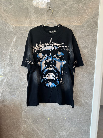 Hellstar "Path to Paradise" Black Graphic T-Shirt – Angel Wings & Crown Print