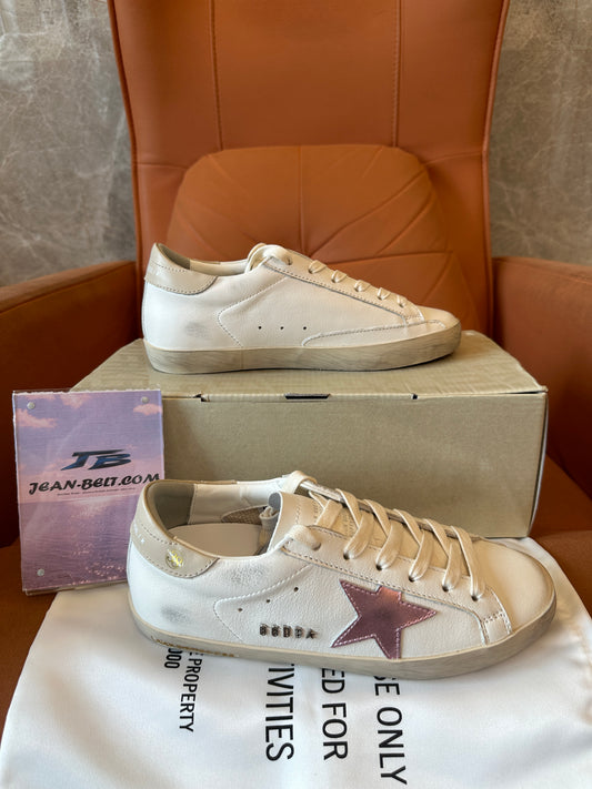Golden Goose Super-Star Sneakers White with Pink Star