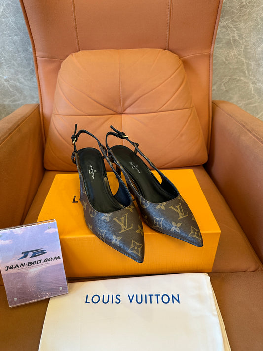 Louis Vuitton Monogram Slingback Pointed-Toe Heels