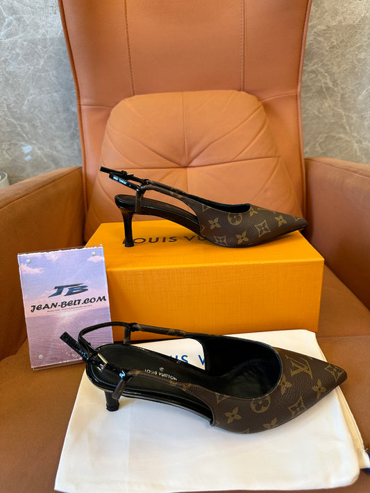 Louis Vuitton Monogram Slingback Pointed-Toe Heels