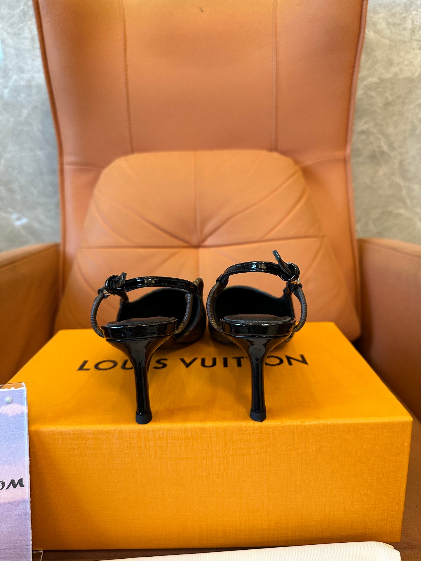 Louis Vuitton Monogram Slingback Pointed-Toe Heels