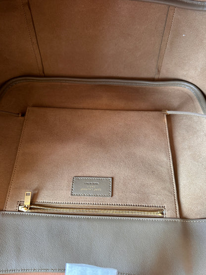 Saint Laurent Le Cabas Tote – brown suede large shoulder bag